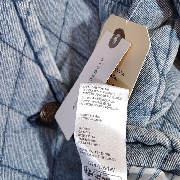 By Anthropologie Quilted Jacket Washed Denim Size S New Nwt - Picture 7 of 8